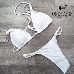 Aleumdr Adjustable Triangle Thong Bikini Swimsuit Size M